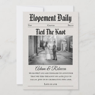 modern newspaper newlyweds elopement announcements