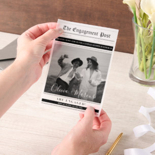 Modern Newspaper Photo Couple’s Shower Vellum Invitations