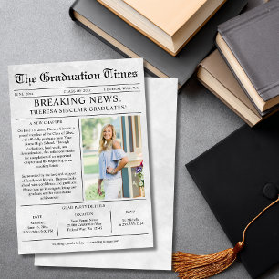Modern Newspaper Photo Graduation Party Invitation