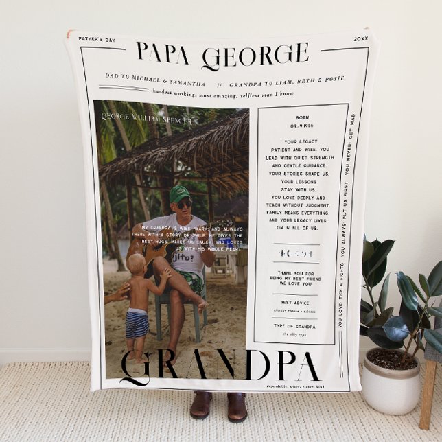 Modern Newspaper-Style Father’s Day Photo Blanket (Creator Uploaded)