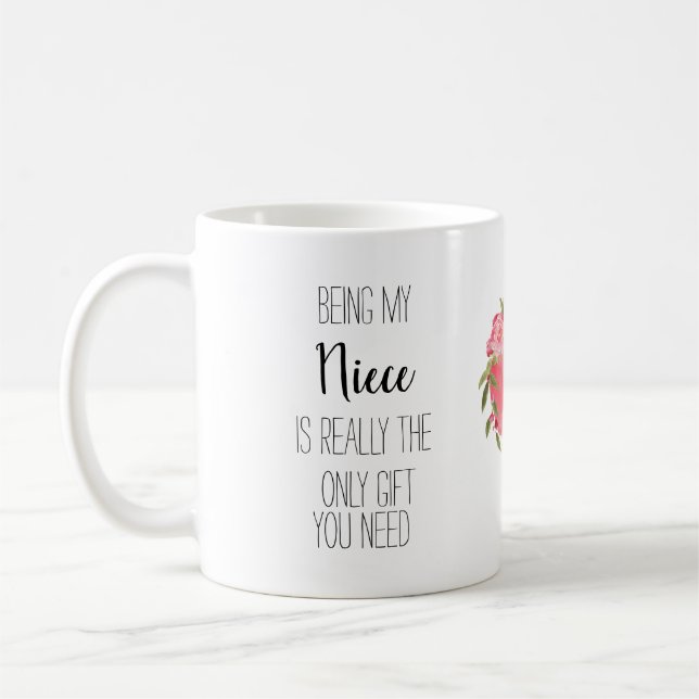 Modern Niece 'only gift' banter floral heart Coffee Mug (Left)