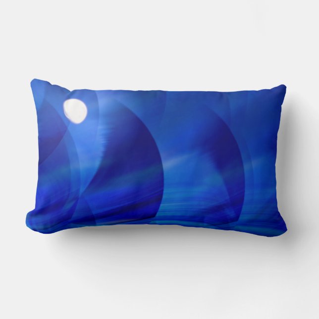 Modern Night Blue Colour Abstract Lumbar Cushion (Front)