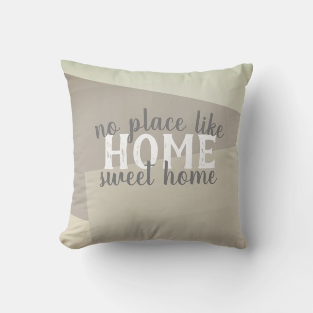 modern no place like home grey and white quote cushion (Front)