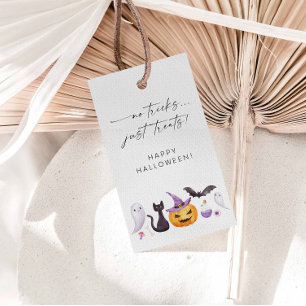 Modern No tricks just treats Halloween Gift Tags