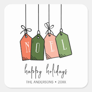 Modern Noel Happy Holidays  Square Sticker