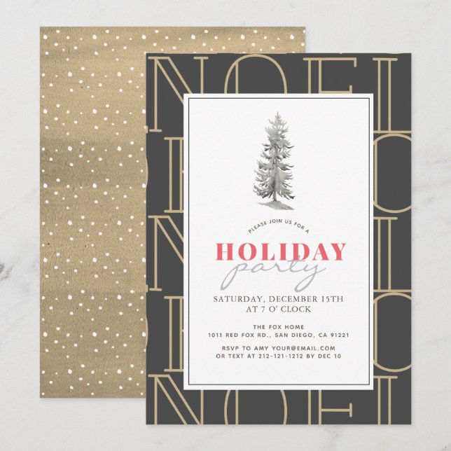 Modern NOEL Pattern Christmas Holiday Party Invitation (Front/Back)