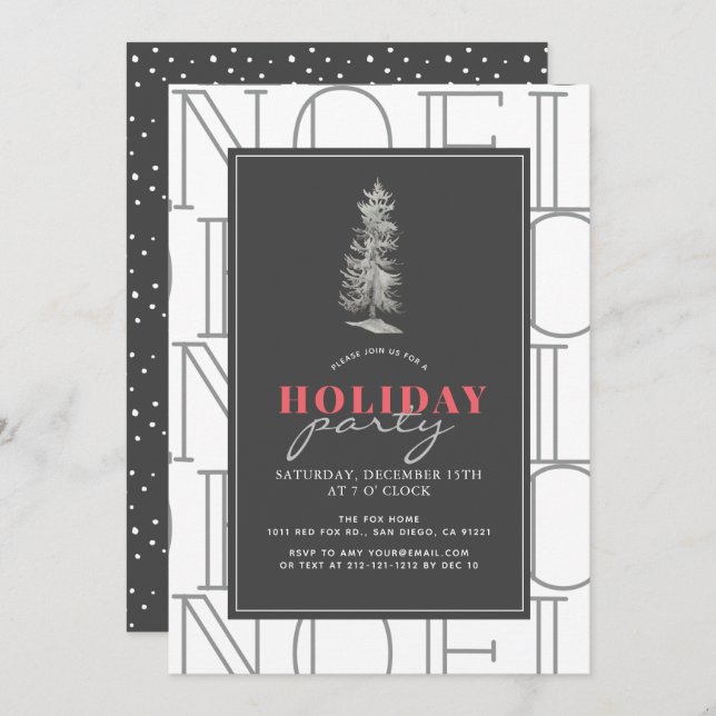 Modern NOEL Pattern White Christmas Holiday Party Invitation (Front/Back)