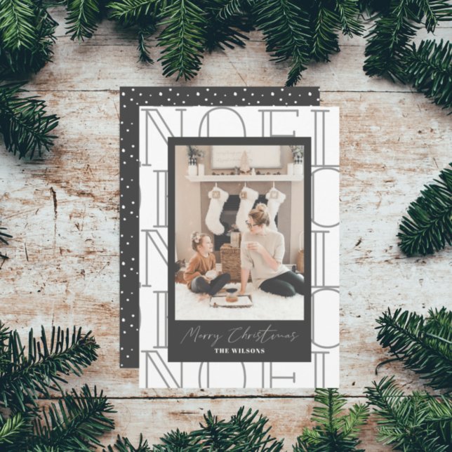 Modern NOEL White Christmas Holiday Photo Card (Creator Uploaded)