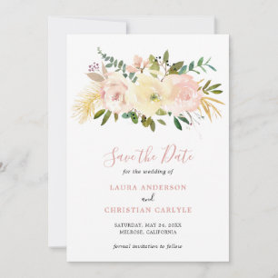 Modern Non Photo Blush Pink Floral Elegant Wedding Save The Date