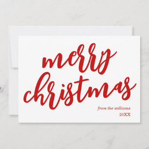 Modern Non Photo Red Script Merry Christmas Holiday Card