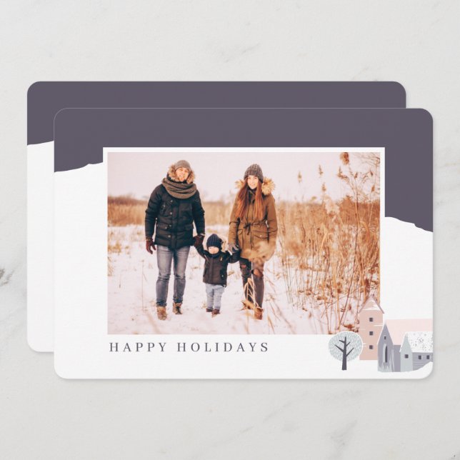 Modern Nordic Mountain Cabin Christmas Holiday Card (Front/Back)