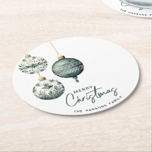 Modern Nordic Style Ornaments Merry Christmas Round Paper Coaster