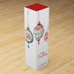 Modern Nordic Style Ornaments Merry Christmas Wine Box<br><div class="desc">This festive wine box features modern Nordic-style ornaments, beautifully rendered in watercolor, creating a stylish and seasonal look for your holiday gifting. Below the intricate design, the inscription "Merry Christmas" is elegantly displayed, with the option to personalise the box with your family name, adding a unique and thoughtful detail. Perfect...</div>