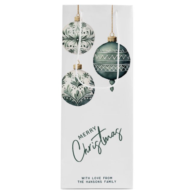 Modern Nordic Style Ornaments Merry Christmas Wine Gift Bag (Front)