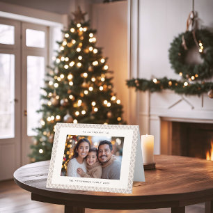 Modern Nordic Taupe and White Photo Christmas Card