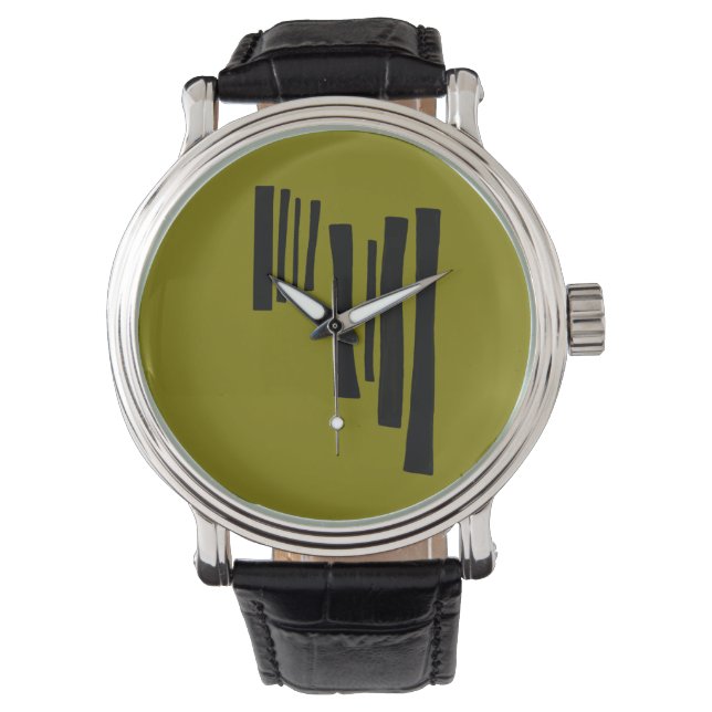 Modern Nordic Timber Abstract Watch - Minimalist  (Front)