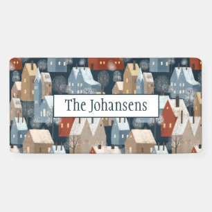 Modern Nordic Whimsical Scandi Winter Town Pattern Banner