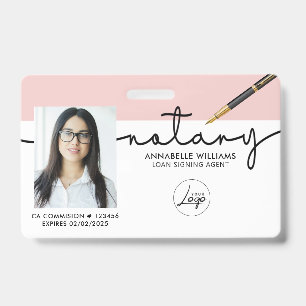 Modern Notary Loan Signing Agent Photo ID Badge