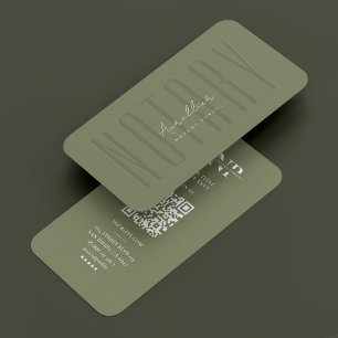 Modern Notary Loan Signing Sage Signature Business Card