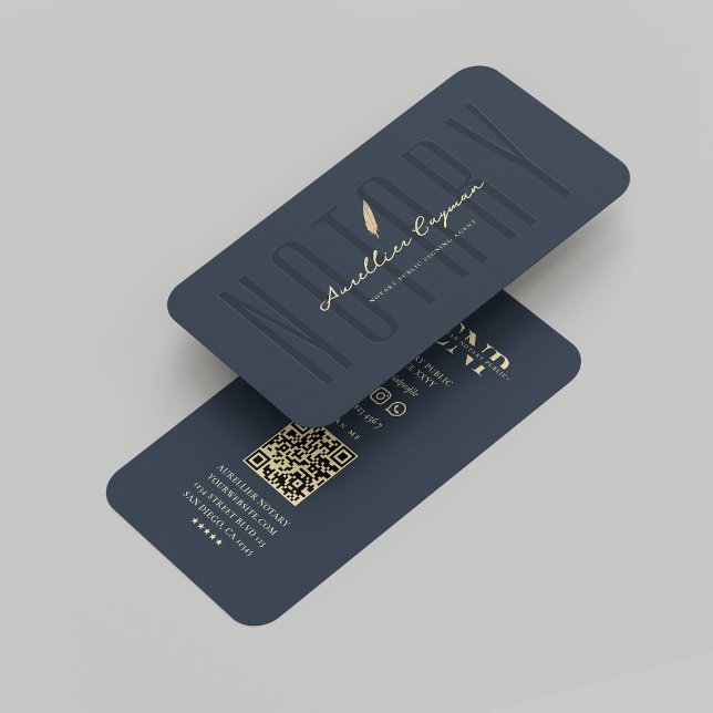 Modern Notary Monogram Dark Blue Gold Quill Pen Business Card (Modern Notary Monogram Dark Blue Gold Quill Pen Business Card
)