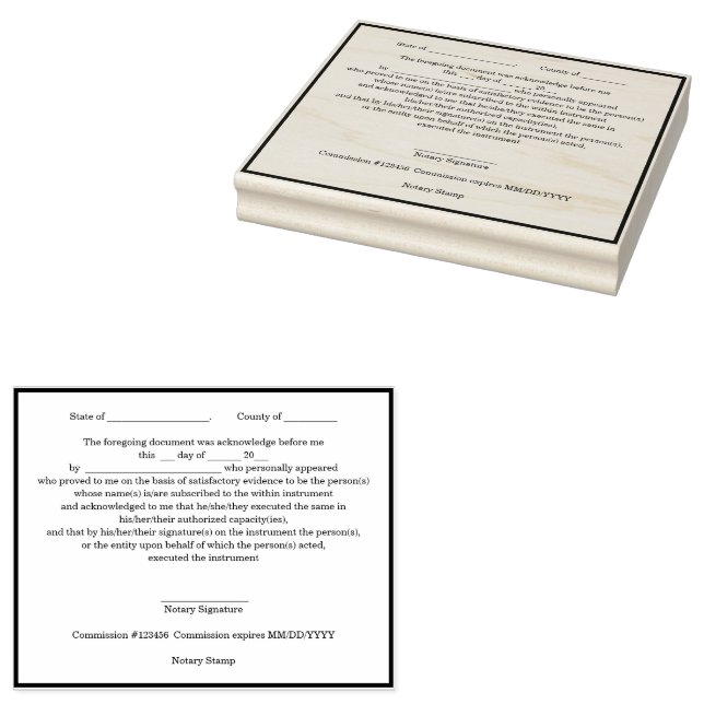 Modern notary public acknowledgement seal rubber stamp (Stamped)