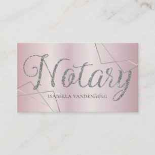 Modern Notary Public Blush Lilac Glitter Geometric Business Card