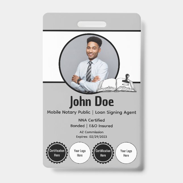 Modern Notary Public ID Badge with QR (Front)