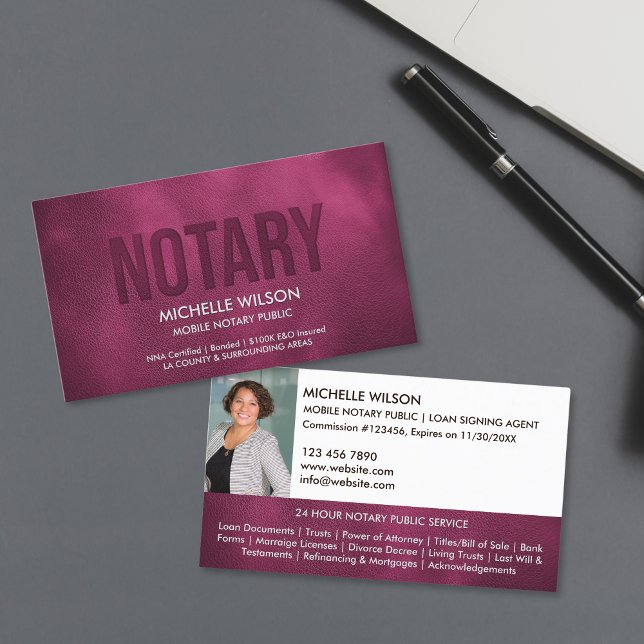 Modern Notary Public Loan Signing Agent Photo Business Card (Creator Uploaded)
