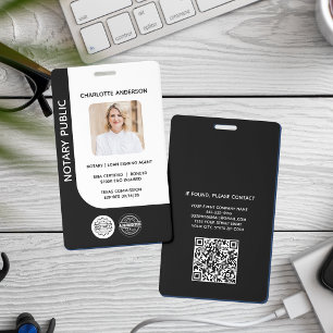 Modern Notary Public Lone Signing Agent Black Logo ID Badge