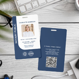Modern Notary Public Lone Signing Agent Blue Logo ID Badge