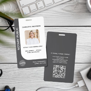 Modern Notary Public Lone Signing Agent Grey ID Badge