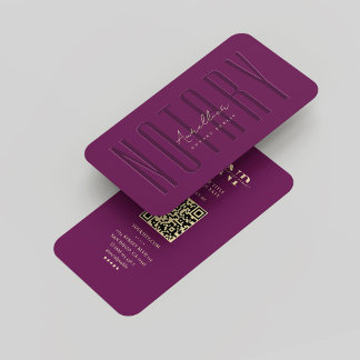 Modern Notary Public Luxury Purple Monogram Business Card