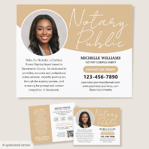 Modern Notary Public Photo QR Code Gold Business Flyer
