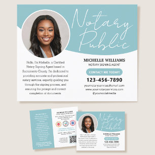Modern Notary Public Profile Photo QR Turquoise Flyer