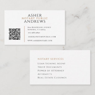 Modern Notary Public QR Code Business Card