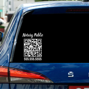 Modern Notary Public Script Business QR Code Window Cling