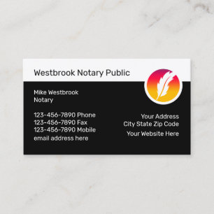 Modern Notary Public Services Business Cards