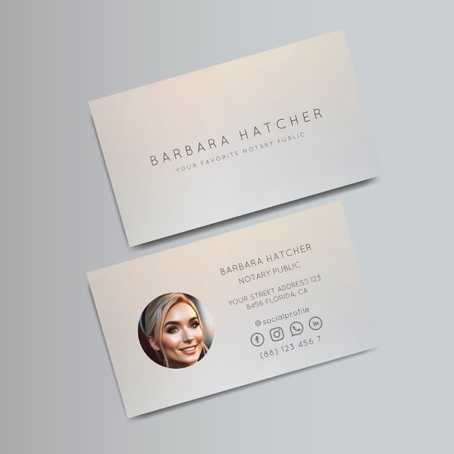 Modern Notary Public Signing Agent Silver Business Card (Creator Uploaded)