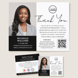 Modern Notary Public Thank You Photo QR Code Black Flyer