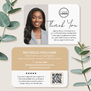 Modern Notary Public Thank You Photo QR Code Gold Business Card