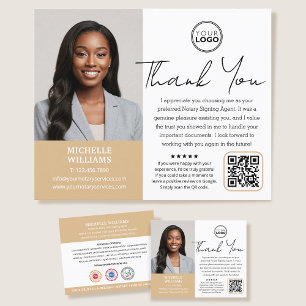 Modern Notary Public Thank You Photo QR Code Gold Flyer