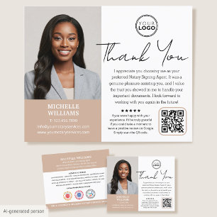 Modern Notary Public Thank You Photo QR Code Tan Flyer