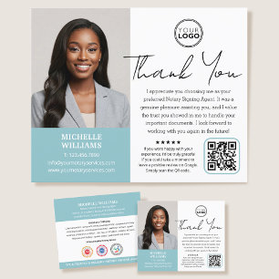 Modern Notary Public Thank You Photo QR Turquoise Flyer