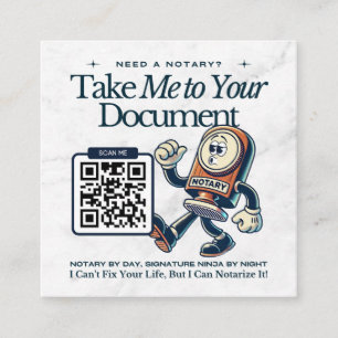 Modern Notary Public with QR Code - Marble Design Square Business Card
