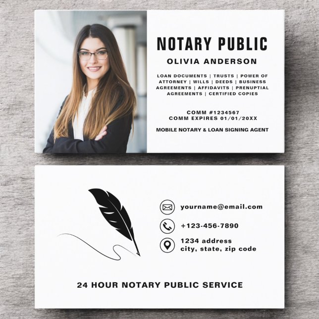 Modern Notary Signing Agent Photo  Business Card (Creator Uploaded)