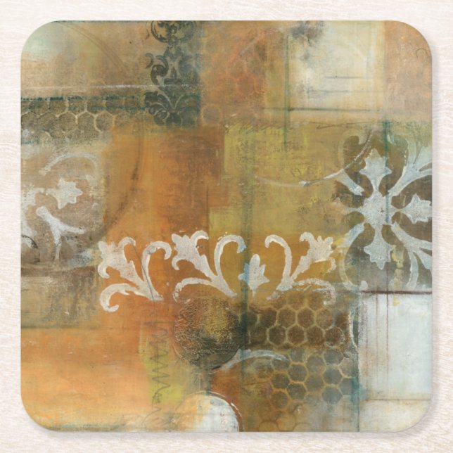 Modern Note II Square Paper Coaster (Front)