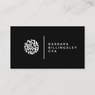 Modern Numbers Logo Accountant Black Business Card