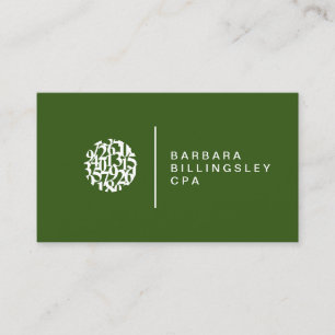 Modern Numbers Logo Accountant Dark Green Business Card