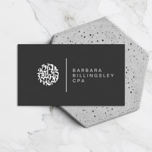 Modern Numbers Logo Accountant Dark Grey Business Card
