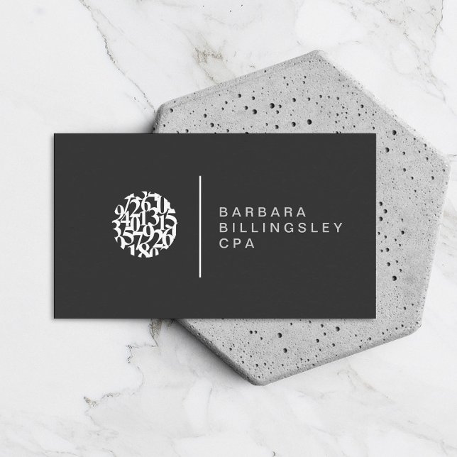 Modern Numbers Logo Accountant Dark Grey Business Card (Creator Uploaded)